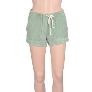 Aerie Green On-A-Roll Fleece High Waisted Shorts Drawstring Pockets XXS